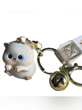 Cute Cat Keychain Kawaii Animal Wristlet Key Chain Ring Purse Bag Backpack Charm
